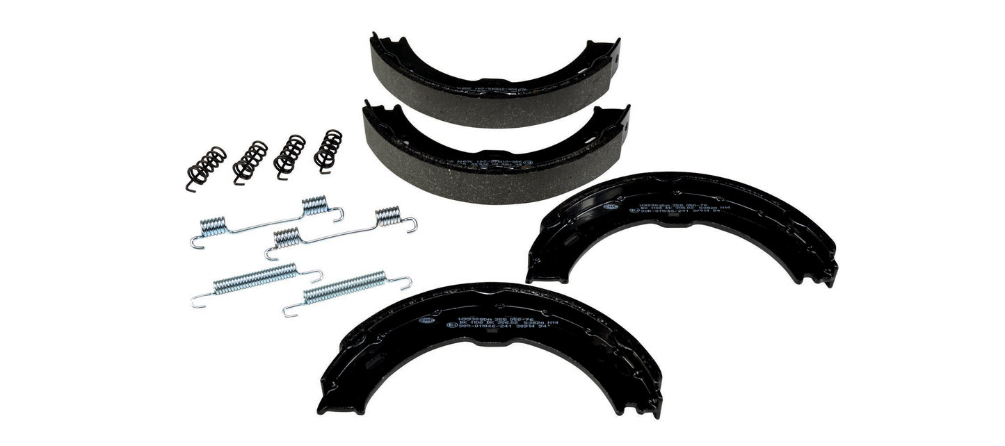 HELLA Brake Shoe Set, parking brake - H9930 - for e.g. DODGE / FREIGHTLINER / MERCEDES 8DA355050-761