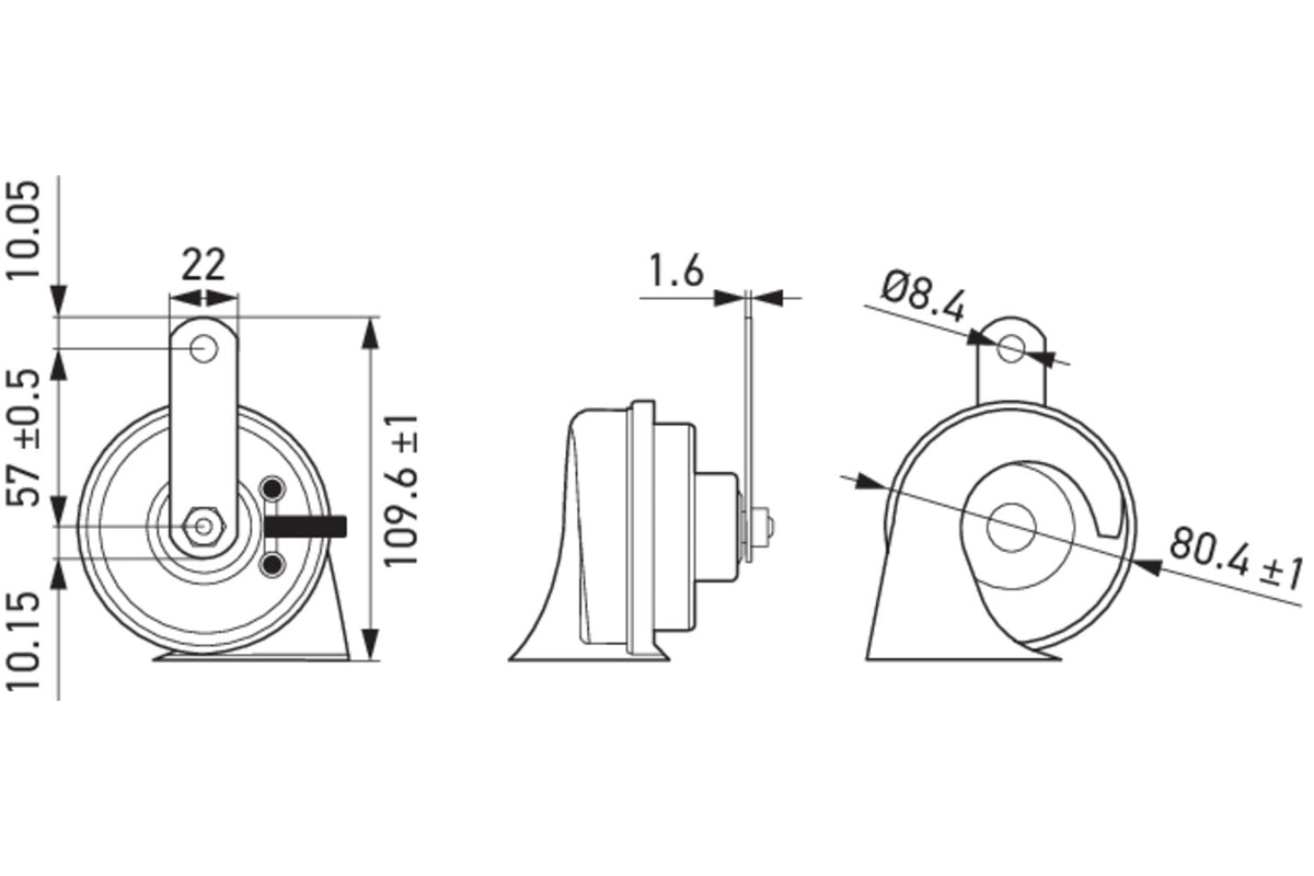 HELLA Signal Horn - HELLA OE-CONNECT HORN TE26 SET - 12V - 110dB(A) - Low Tone/High To 3FH012010-031