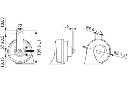 HELLA Signal Horn - HELLA OE-CONNECT HORN TE26 SET - 12V - 110dB(A) - Low Tone/High To 3FH012010-031