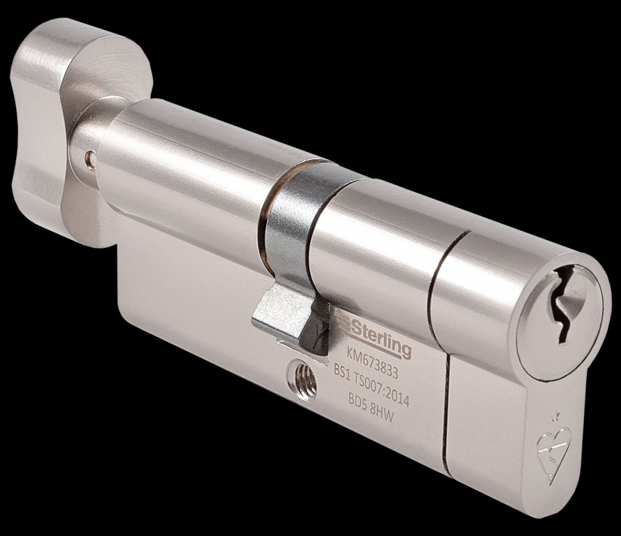 Sterling British Standard 1* Euro Cylinder Satin Nickel Thumbturn 40 x 40mm - ETN4040 BS1 V