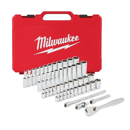 Metric & Imperial 1/4in. ratchet + socket set (50pc)