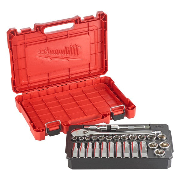 1/2in. Drive Ratchet + Socket Set Metric (28pc)