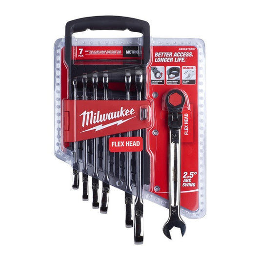 MAX BITE metric flexible head ratcheting combination spanner set (7 pc)