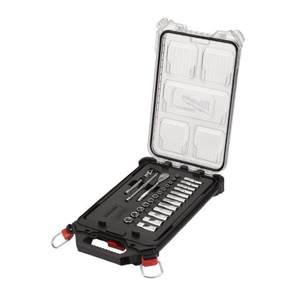 Metric 1/4in. ratchet + socket set (28 pc) in PACKOUT compact slim organiser