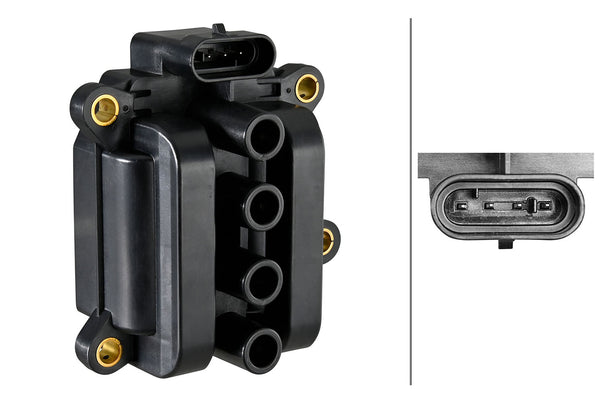HELLA Ignition Coil - 4-pin connector - Bolted 5DA358102-151
