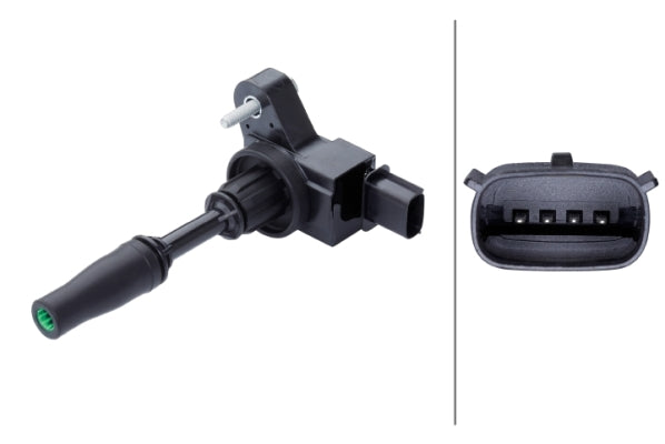 HELLA Ignition Coil - 14V - 4-pin connector - Bolted 5DA358168-121