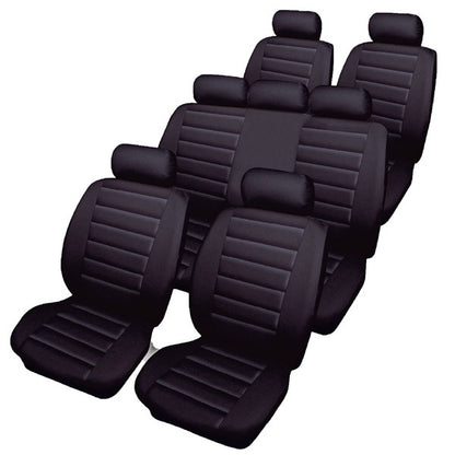 COSMOS Car Seat Covers - Leatherlook - 7 Seater Set with Bench - Black - 66533