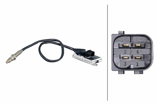 HELLA NOx Sensor, NOx catalytic converter - 24V - 4-pin connector 6PN358186-411