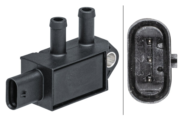HELLA Sensor, exhaust pressure - 3-pin connector - Bolted 6PP009403-221