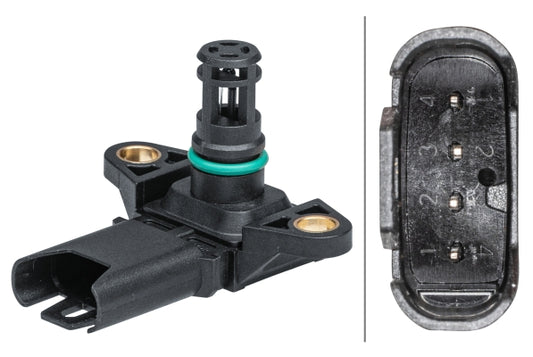HELLA Sensor, intake manifold pressure - 4-pin connector - Bolted 6PP009403-241