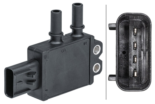 HELLA Sensor, exhaust pressure - 4-pin connector - Bolted 6PP009403-311