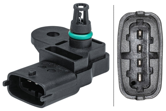 HELLA Sensor, boost pressure - 4-pin connector - Bolted 6PP009403-331