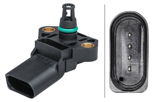 HELLA Sensor, boost pressure - 4-pin connector - Bolted 6PP009403-341