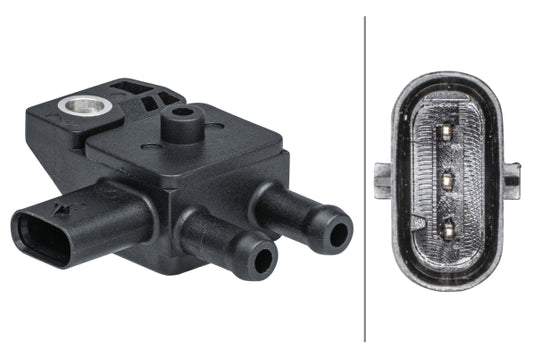 HELLA Sensor, exhaust pressure - 3-pin connector - Bolted 6PP009403-421