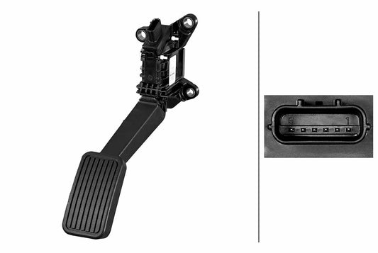 HELLA Sensor, accelerator pedal position - for left-hand drive vehicles - 6-pin connec 6PV011673-251