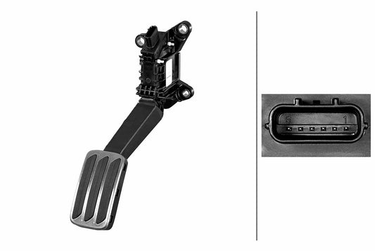 HELLA Sensor, accelerator pedal position - for left-hand drive vehicles - 6-pin connec 6PV011673-271
