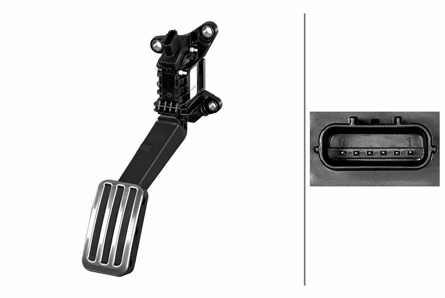 HELLA Sensor, accelerator pedal position - for left-hand drive vehicles - 6-pin connec 6PV011673-281