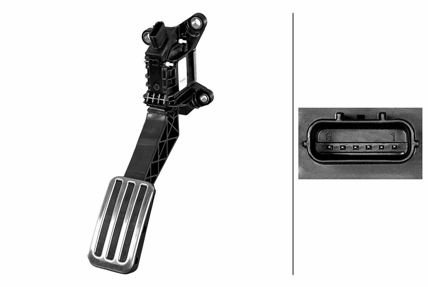 HELLA Sensor, accelerator pedal position - for left-hand drive vehicles - 6-pin connec 6PV011673-471