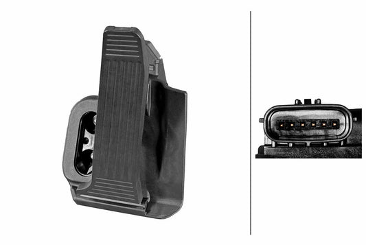 HELLA Sensor, accelerator pedal position - for left-hand drive vehicles - 6-pin connec 6PV014610-011
