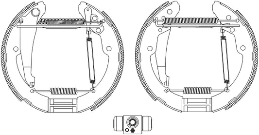 HELLA Brake Shoe Set - R0800 - for e.g. SKODA / STREETSCOOTER / VOLKSWAGEN 8DB355004-461
