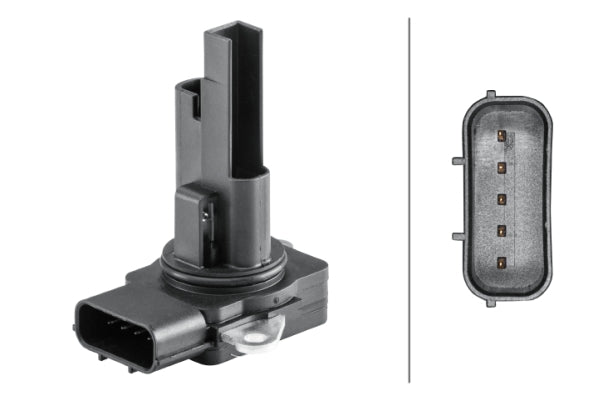 HELLA Mass Air Flow Sensor - 5-pin connector - Bolted 8ET358095-601