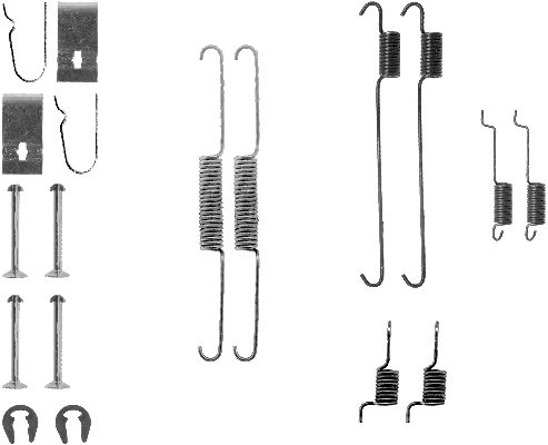 HELLA Accessory Kit, brake shoes - X0222 - for e.g. DAIHATSU / HOLDEN / ROVER / SUZUKI 8DZ355201-051