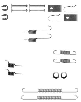 HELLA Accessory Kit, brake shoes - X0136 - for e.g. KIA 8DZ355200-801