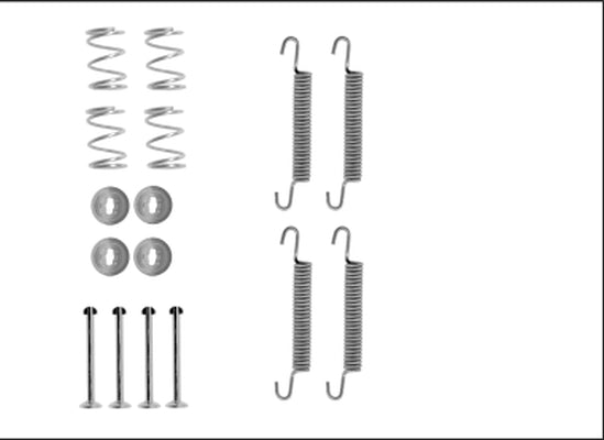 HELLA Accessory Kit, parking brake shoes - X0286 - for e.g. OPEL / VAUXHALL 8DZ355206-141