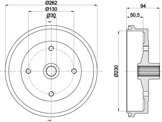 HELLA Brake Drum - 63909 - for e.g. VW KAEFER Convertible (15)  8DT355301-671