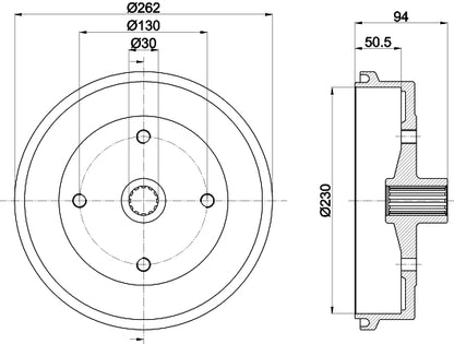 HELLA Brake Drum - 63909 - for e.g. VW KAEFER Convertible (15)  8DT355301-671