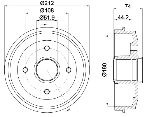 HELLA Brake Drum - 62501 - for e.g. PEUGEOT 205 II (20A/C)  8DT355301-211