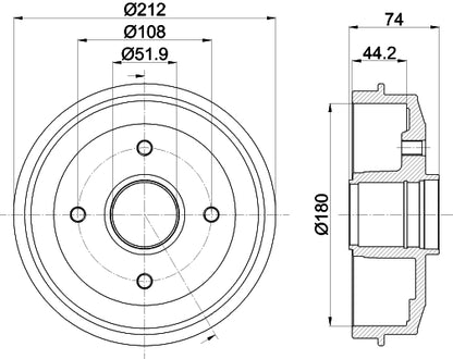 HELLA Brake Drum - 62501 - for e.g. PEUGEOT 205 II (20A/C)  8DT355301-211