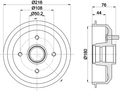 HELLA Brake Drum - 61007 - for e.g. FORD / MAZDA 8DT355300-161