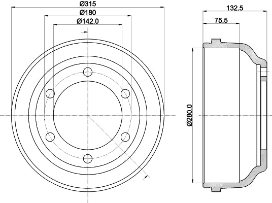 HELLA Brake Drum - 61012 - for e.g. FORD 8DT355300-211