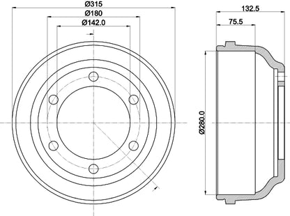 HELLA Brake Drum - 61012 - for e.g. FORD 8DT355300-211