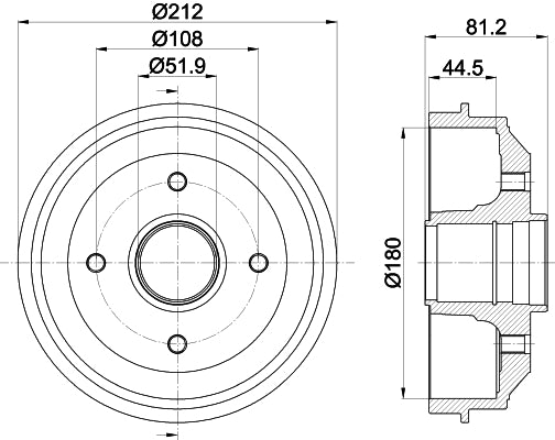 HELLA Brake Drum - 62507 - for e.g. CITROEN / PEUGEOT 8DT355301-241