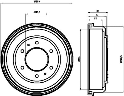 HELLA Brake Drum - 60426 - for e.g. MITSUBISHI 8DT355302-291
