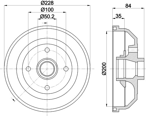 HELLA Brake Drum - 62931 - for e.g. CHEVROLET / HOLDEN / OPEL / VAUXHALL 8DT355301-551