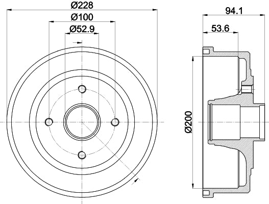 HELLA Brake Drum - 61242 - for e.g. HOLDEN / OPEL / VAUXHALL 8DT355300-411