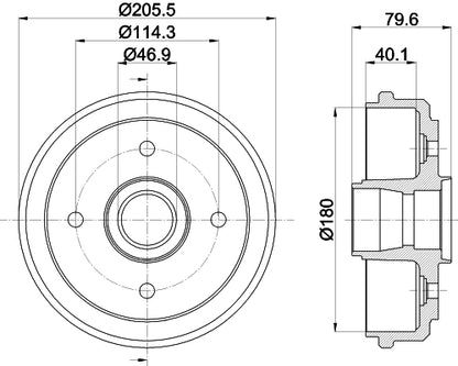 HELLA Brake Drum - 61262 - for e.g. CHEVROLET MATIZ (M200, M250) 0.8 8DT355300-561