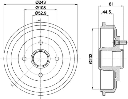 HELLA Brake Drum - 61267 - for e.g. FORD FIESTA Saloon 1.6 8DT355300-601