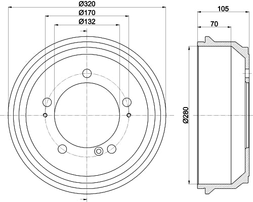HELLA Brake Drum - 61270 - for e.g. OPEL MOVANO A Bus (X70)  8DT355300-631
