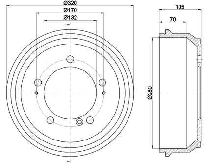HELLA Brake Drum - 61270 - for e.g. OPEL MOVANO A Bus (X70)  8DT355300-631