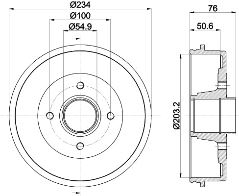 HELLA Brake Drum - 61271 - for e.g. RENAULT KANGOO (KC0/1_) 8DT355300-641