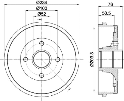HELLA Brake Drum - 61341 - for e.g. RENAULT CLIO IV  8DT355301-071