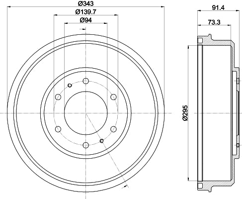 HELLA Brake Drum - 61356 - for e.g. MITSUBISHI L200 / TRITON (KA_T, KB_T)  8DT355301-821