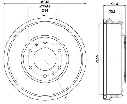 HELLA Brake Drum - 61356 - for e.g. MITSUBISHI L200 / TRITON (KA_T, KB_T)  8DT355301-821
