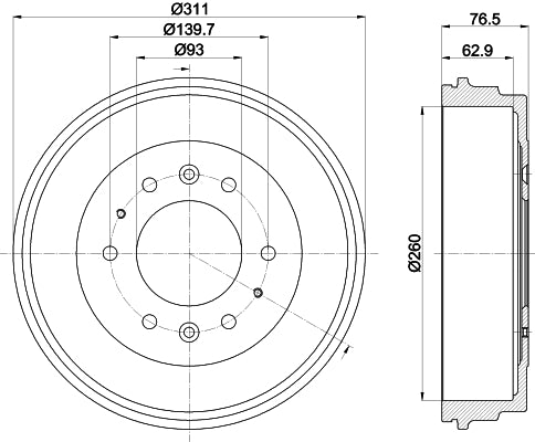 HELLA Brake Drum - 61358 - for e.g. ASIA MOTORS / FORD / KIA / MAZDA 8DT355301-841