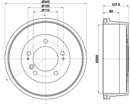 HELLA Brake Drum - 61403 - for e.g. TOYOTA 8DT355302-551