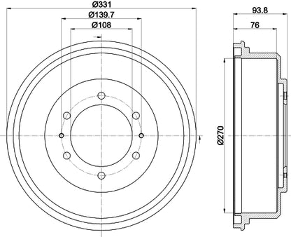 HELLA Brake Drum - 61407 - for e.g. MITSUBISHI 8DT355302-611